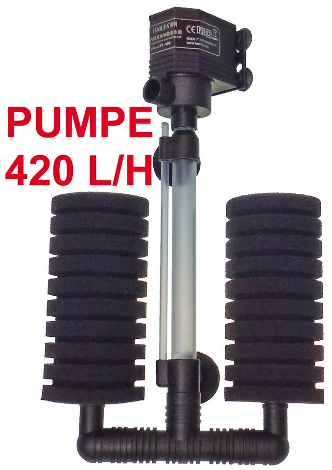 MARKENLOS ❤️420 L/h SCHNELLFILTER SCHWAMMFILTER ❤️ Innenfilter Pumpe Aquarium Zubehör (FR