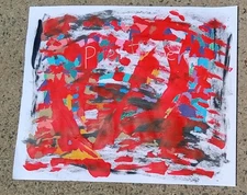 Original 14 by 17-inch Mixed Media Abstract Acrylic Painting Colored Acrylics