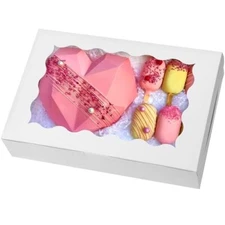 15pcs Bakery Boxes12x8x2.5 Treat Boxes White Cookie Boxes Dessert Boxes for C...