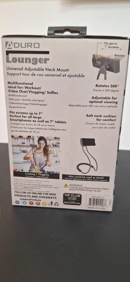 Универсальное регулируемое шейное крепление Aduro Lounger для смартфонов/планшетов до 7 дюймов - Изображение 2 из 2