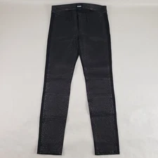 HUDSON Lambskin Krista Vice Versa Leather Snake Print Jean Womens 25 Black Pant