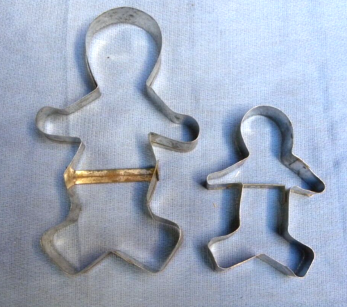 Vintage  Tin Gingerbread Man and Boy Cookie Cutters - Picture 1 of 1