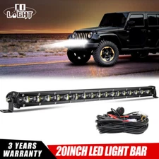20'' Led Work Light Bar Single Row Spot Flood For Jeep offroad 4wd ATV UTV +Wire