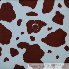 BonEful FABRIC FQ Cotton Quilt Cream Brown COW Skin Print Farm Cottage Toy Story