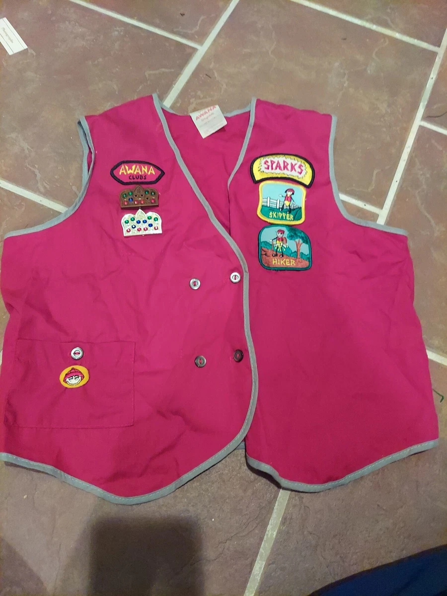 Awana Clubs Vest With Crown Pins And Patches Preowned | eBay