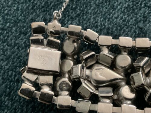 Vintage 50er Jahre Kramer of NY klar Strass Rhodium Platte Armband BREIT - Bild 18 von 19