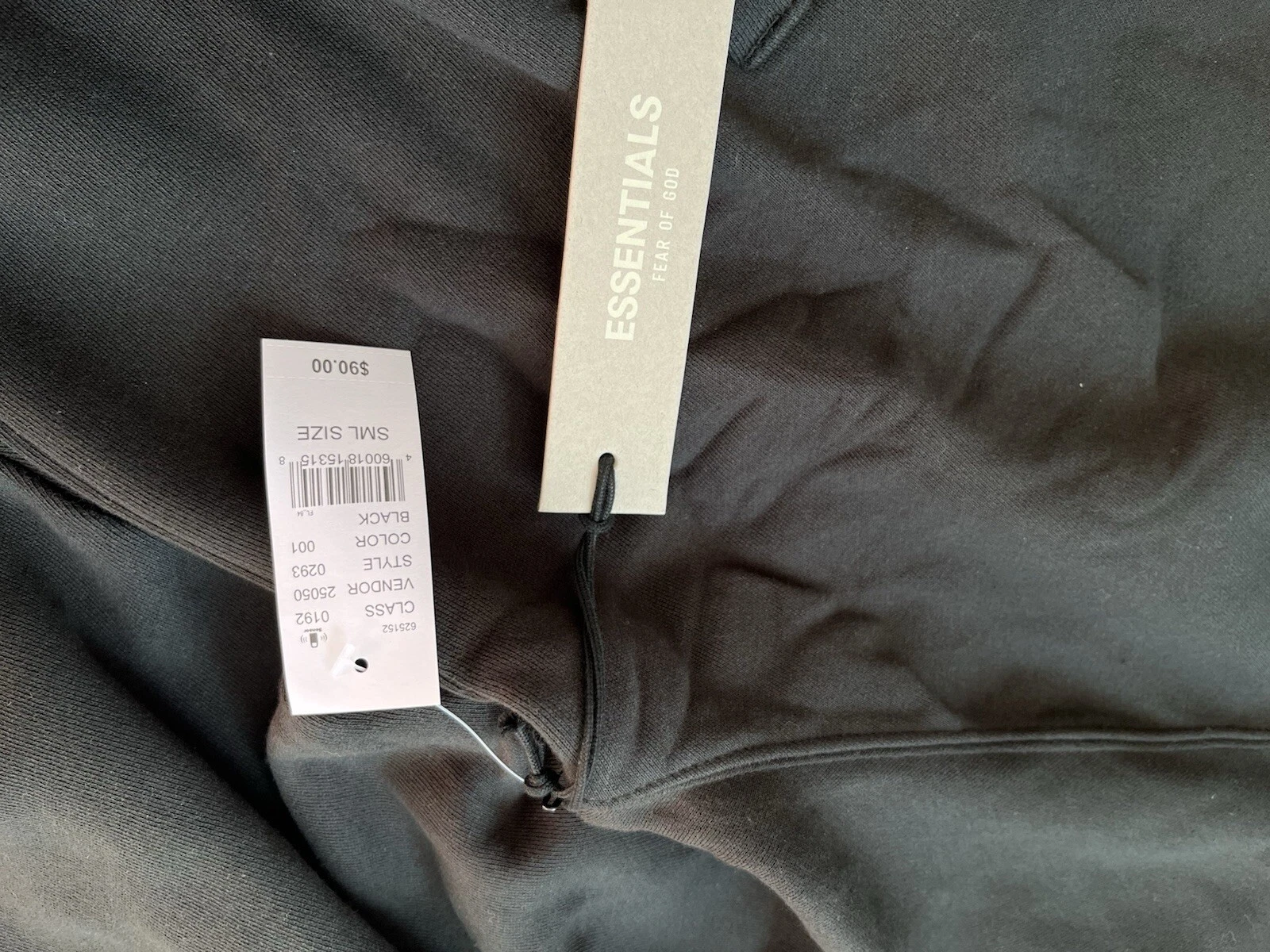 Fear of God Essentials SS21 Felpa con Cappuccio Pullover in Cotone per Uomo Nero Small