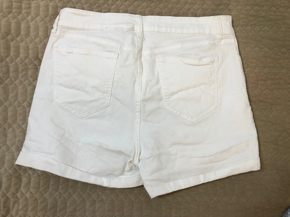 Pantalones Cortos LC Lauren Conrad Para Mujer 14 Blancos Denim Puños Elastizados 5 Bolsillos Foto 3 de 4