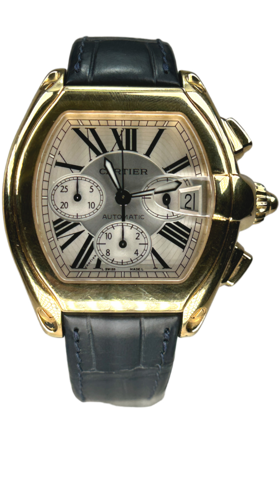 CARTIER 18K Yellow Gold Roadster Chronograph W62021Y3 Box Warranty MINTY