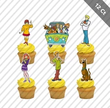 12 Scooby Doo Cupcake Topper Food Pick Favor Party Birthday Kid Spooky