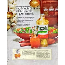 1965 Mazola Corn Oil Vintage Print Ad Retro Food Memorabilia Salad Dressing