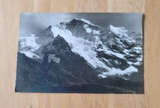 Vintage B&W RPPC Postcard Jungfrau Main Summit Bernese Alps