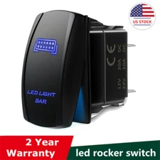 Blue LED Light Bar Laser Rocker Switch ON-OFF LED Light 20A 12V 5pin For SUV ATV