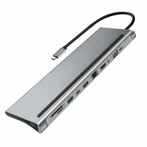 11-in-1 Type C to USB-C 4K HDMI Multiport USB 3.0 Hub Docking Station Adapter #A