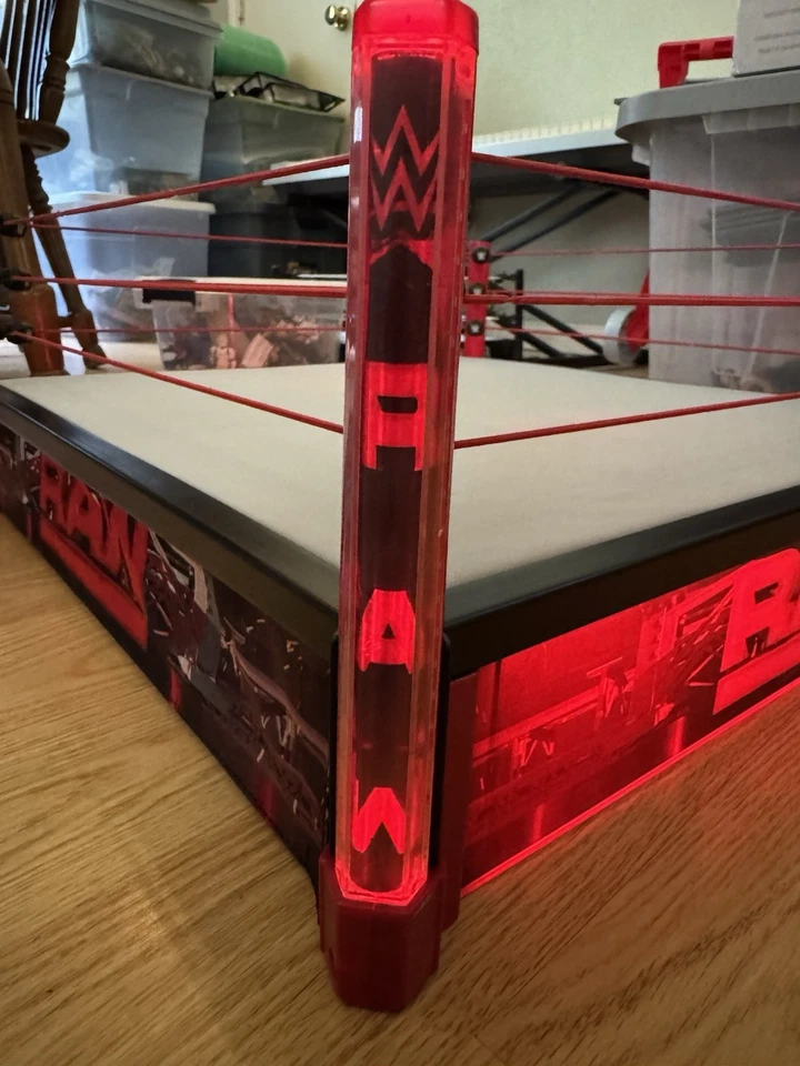 WWE RAW Elite Main Event Scale Wrestling Ring w/ LED Light Up NICE SHAPE Mattel - Image 3 of 4
