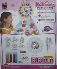 Fun Express DIY Wood Unicorn Dream Catcher Painting Craft Kit, 3" – 6"- 8 Piece,