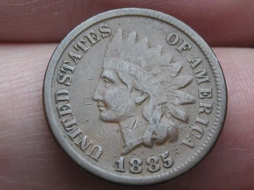 1885 Indian Head One Cent Penny- VG/Fine Details, Partial LIBERTY, Brown