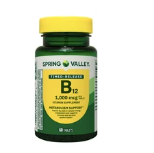 Spring Valley Timed-Release Vitamin B12 Tablets, 1,000 Mcg, 60 Count
