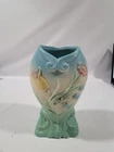 Hull Bowknot Art Pottery Vase With Floral Design & Scalloped Base MCM