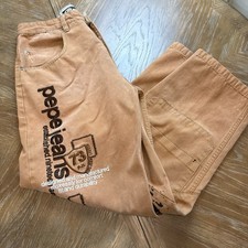 Pepe Jeans London Baggy Men's Tan Denim Skater Hip Hop Y2K Vintage