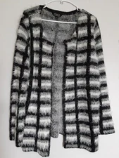 Hannah Long Soft Fuzzy Open Front Sweater Cardigan Size Large 