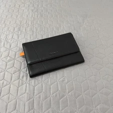 Santoni Black leather shoulder travel clutch bag