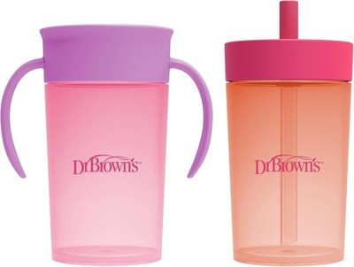 Dr. Brown's Milestones Straw to 360 Convertible Toddler Training Cup Set with