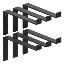 6 Pack 6 Inch Black Lip Shelf Brackets Heavy Duty Industrial Forged Steel