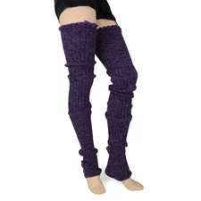 Women's Cable-Knit Leg Warmers (Violet, Super Long)