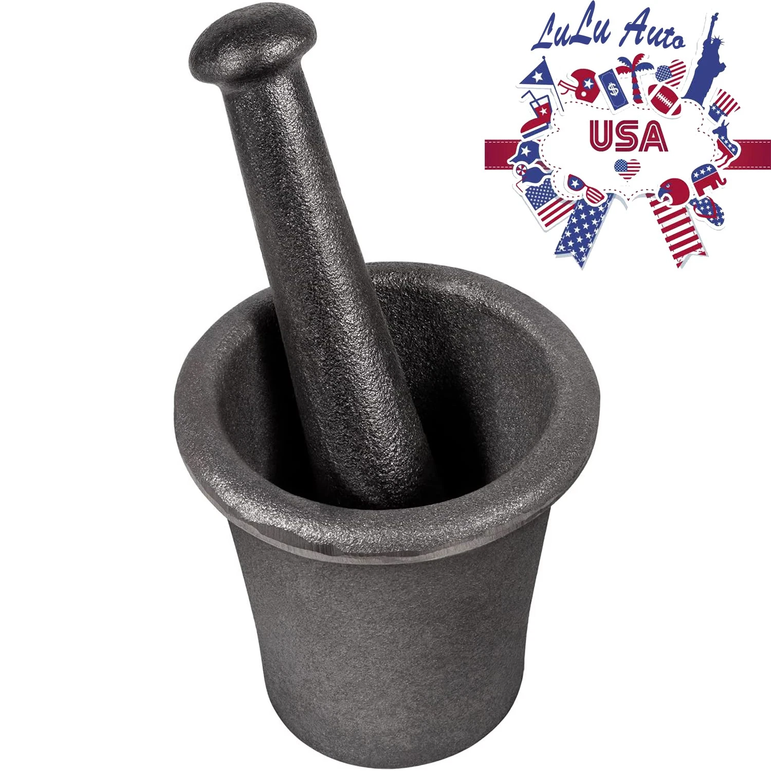 Cast Steel Mortar and Pestle Set Rock Ore Crusher Pulverizer Assay Gold Silver