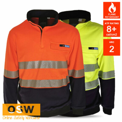 Hi Vis 1/2 Zip Flame Retardant Day/Night Anti-Static HRC2 Safety Work Jumper