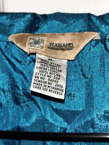 Vtg Haband Nylon Windbreaker Jacket XL Turquoise Blue Crinkle Nylon W/Pad *READ* - Picture 10 of 24