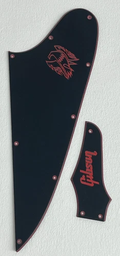 For Gibson Firebird & Truss Rod Cover Red "Logo" Guitar Pickguard 3 Ply Black