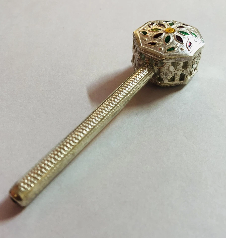 925 Silver Hindu Religious Kanha jis Jhunjhuna Baby Rattle 3.5 pouces 21 gram... - Photo 3/4