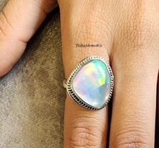 925 Sterling Silver Aurora Opal Ring Handmade Ring Statement Ring Wedding Ring