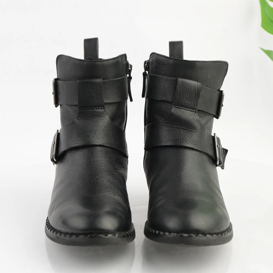 Gentle Souls Mujer Mejor Bota de Moto Talla 8 Negro Cuero Hebilla Tacón Bloque Botín Foto 2 de 4