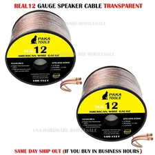 2X 100 FT TRANFPAREN Audio Speaker Cable Wire  12/2 AWG Gauge 2 Conductor =200FT