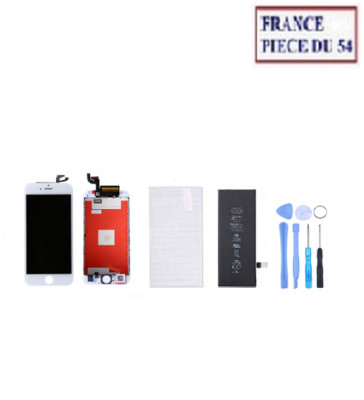 Kit Réparation IPhone 7 Blanc : écran LCD + Vitre Tactile + Batterie + Outils + Verre Trempé