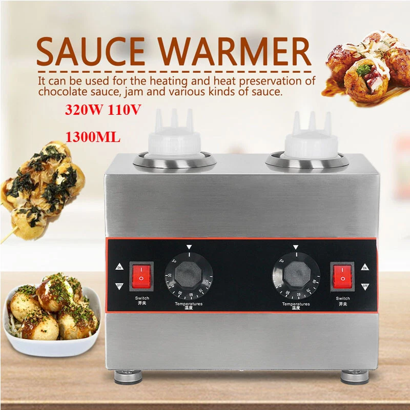 110V Commercial Electric Sauce Warmer Jam Cheese Heat Melter Machine 2 Bottles - Image 2 of 4