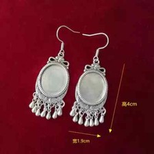 Tribal exotic cute accessory pure handmade Miao silver DIY embed earring 1pair