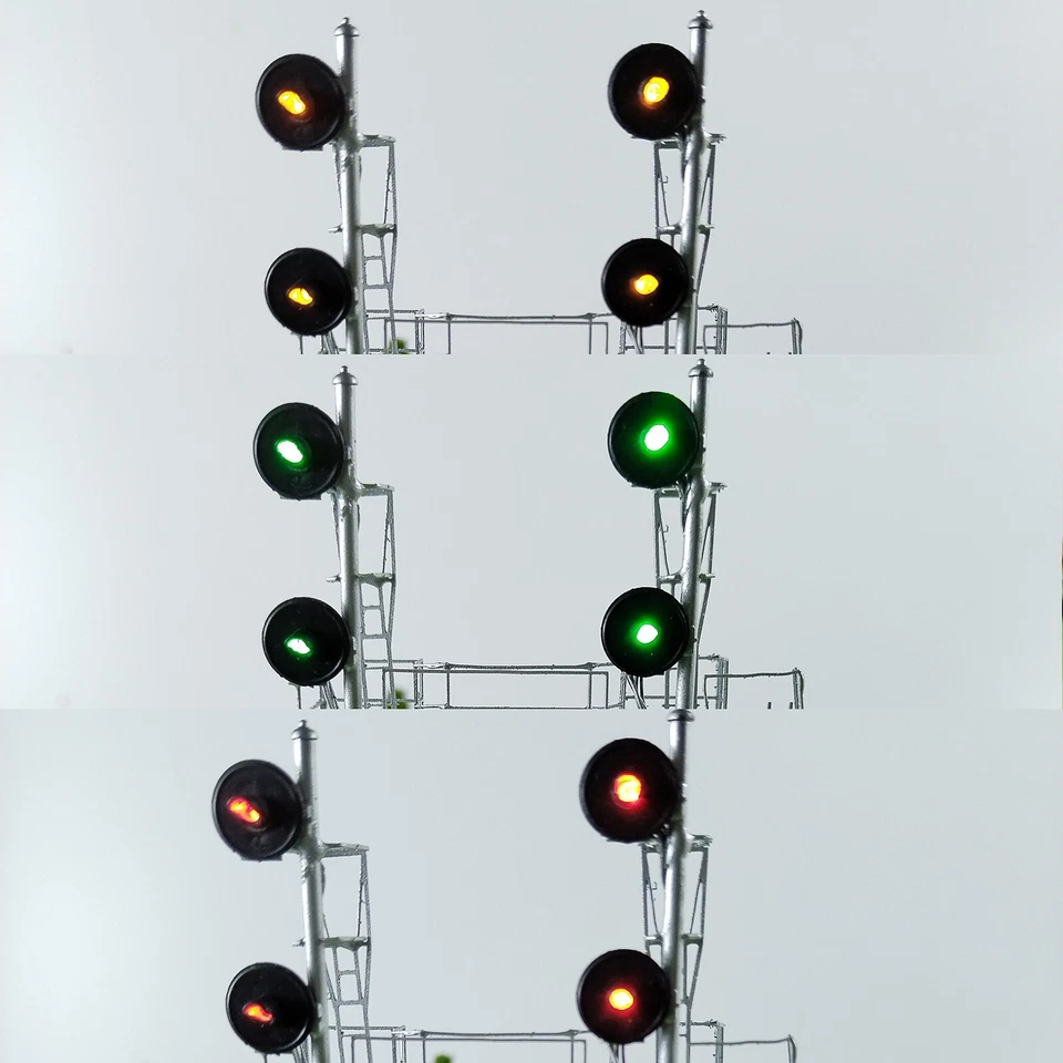 1 x HO scale searchlight cantilever signal tower metal 3-colors 2 tracks #CS22 - Image 4 of 4