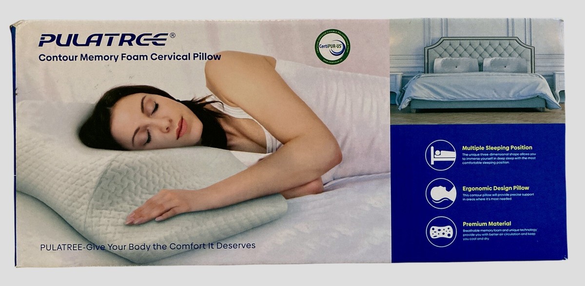 Pulatree Ergonomic Cervical Memory Foam Pillow, Odorless Contour