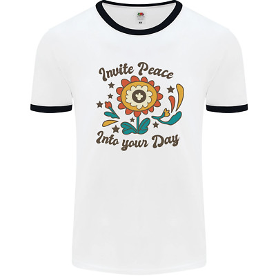 Invite Peace Into Your Day Hippy Love 60s Herren Ringer Maglietta