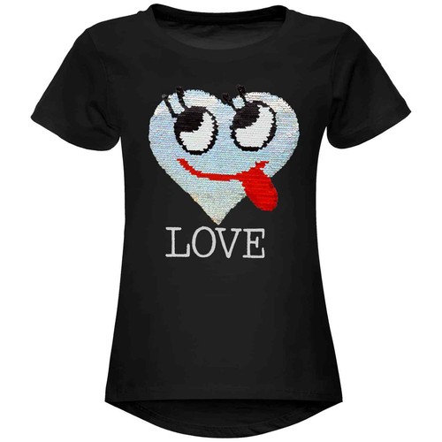 Sparkling Reversible Sequin T-Shirt With Cute Heart Design For Kids Girls 22605 - Picture 31 of 38