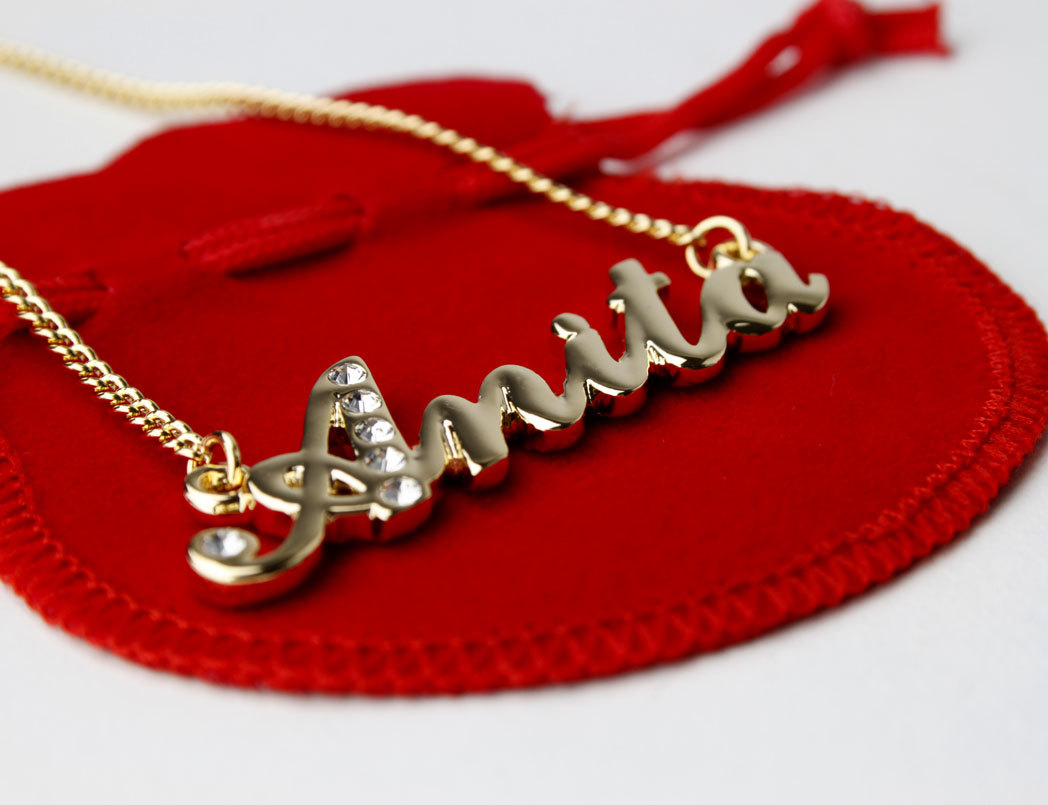 Name Necklace - ANITA | ANJALI | ANNIKA | ANUSHKA 18k gold plated ...