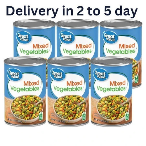 (6 Cans) Great Value Canned Mixed Vegetables, 15 oz
