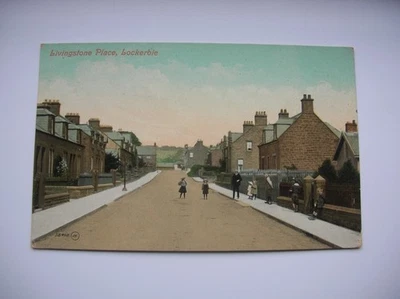 Lockerbie postcard - Livingstone Place. Near Dumfries, Annan, Langholm etc. 1908 - Image 1 of 2