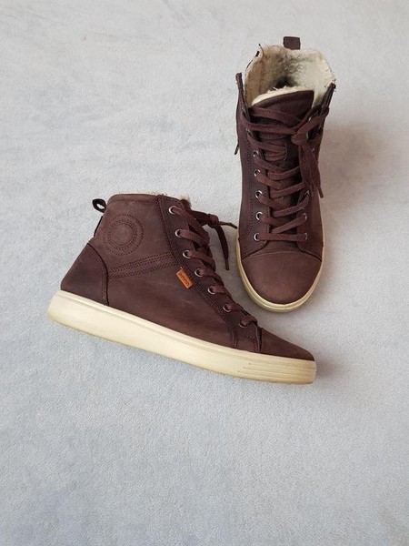 Women Ecco Boots Burgundy Leather 39