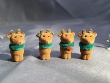 Miniature Flocked Reindeer Figure - Small Moose Figurines - Christmas Crafts