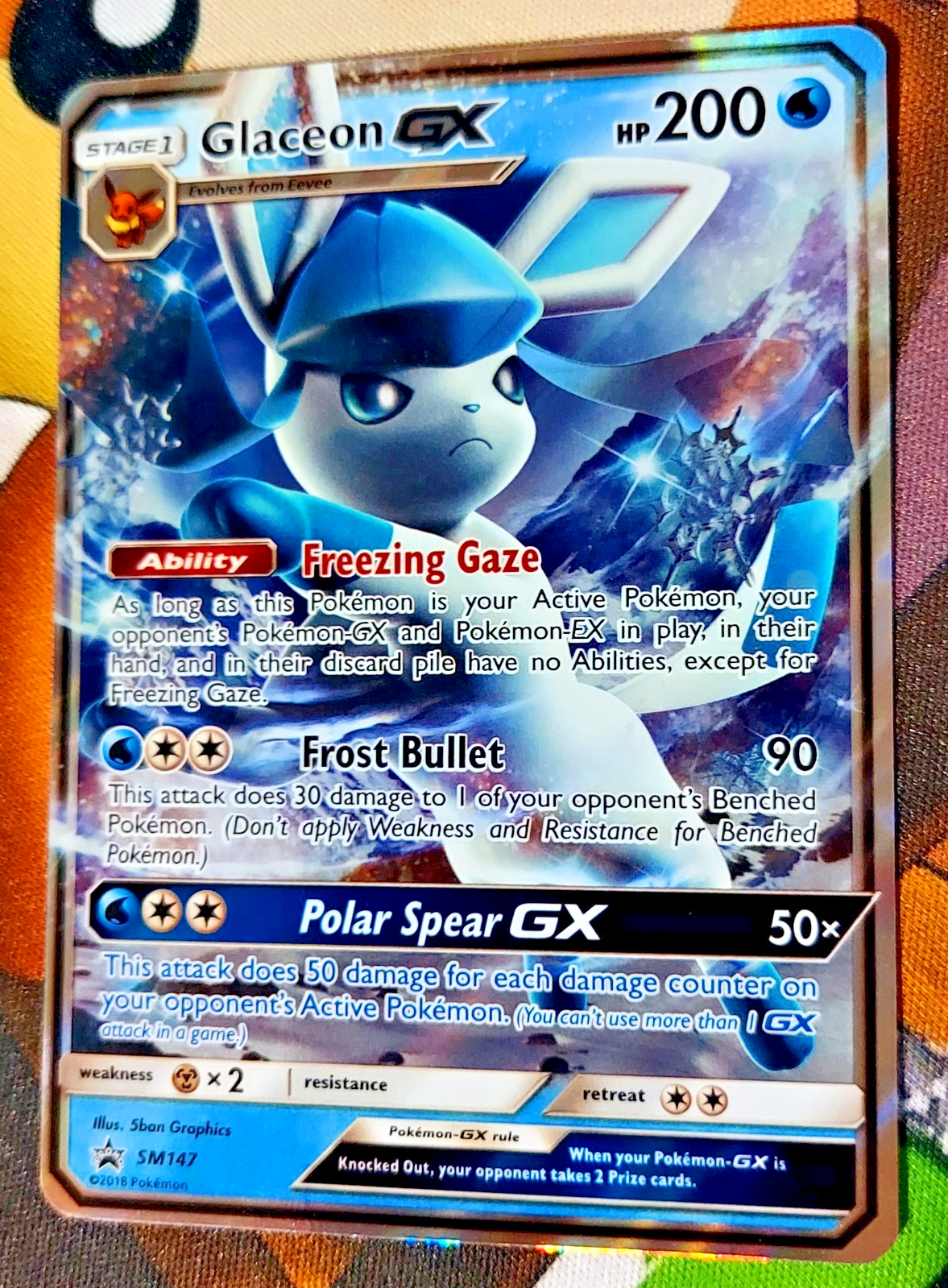 Glaceon GX SM147 Sm Holo Sun & Moon Black Star Promo Pokemon LP